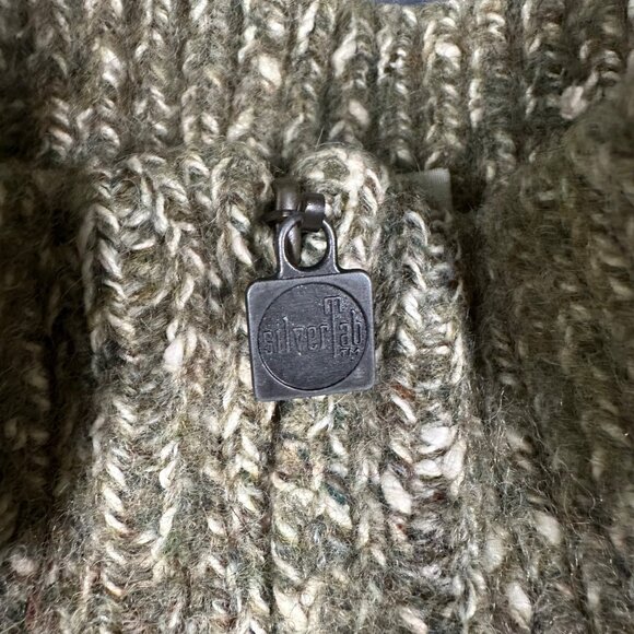 Vtg Levis Silvertab Womens Large Green‎ Itchy Pullover 1/4 Zip Boxy Crop Sweater - Picture 3 of 8